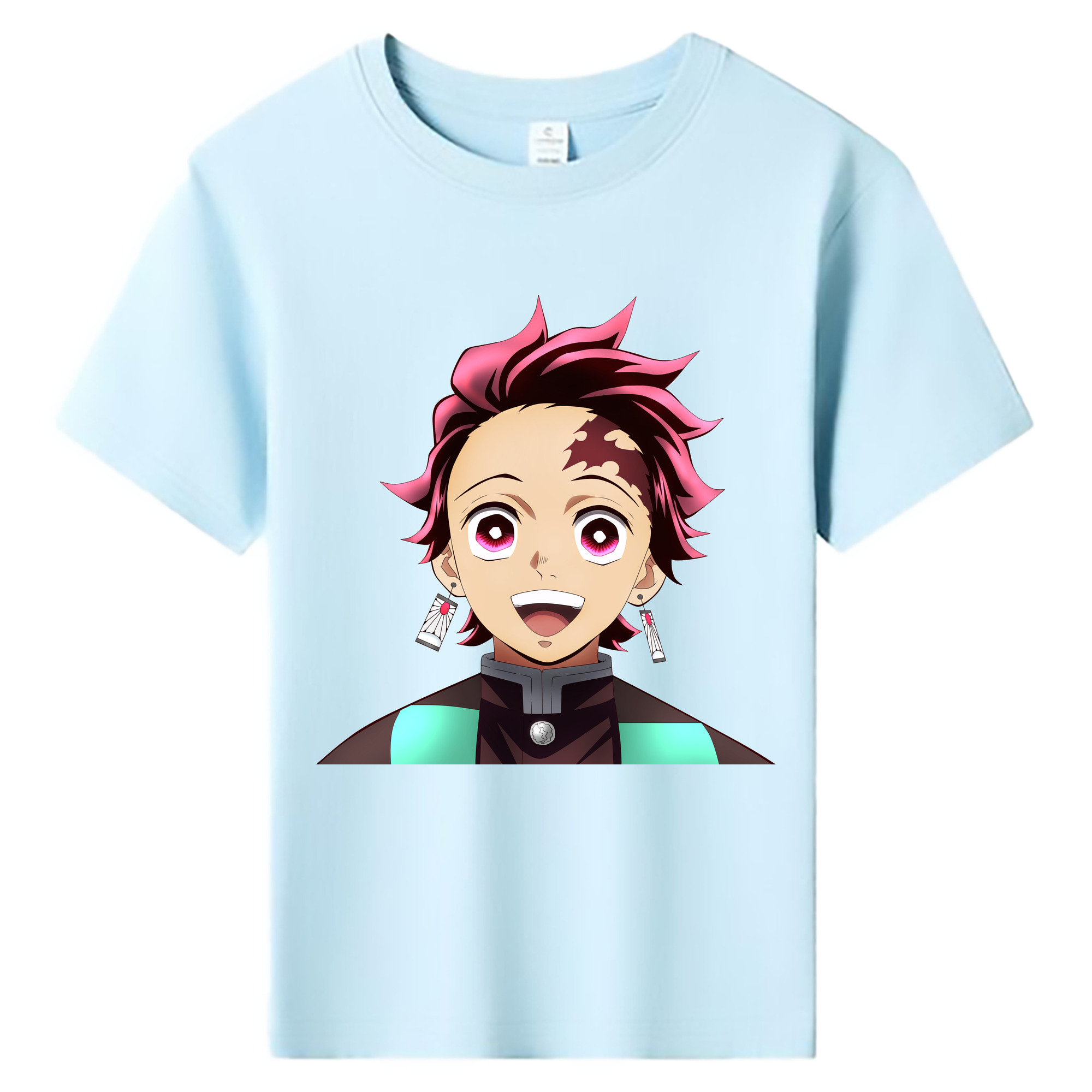 （画像用） 鬼滅の刃 竈門 炭治郎／かまど たんじろう Kamado Tanjirou 綿100％キッズTシャツ（フロントプリント）